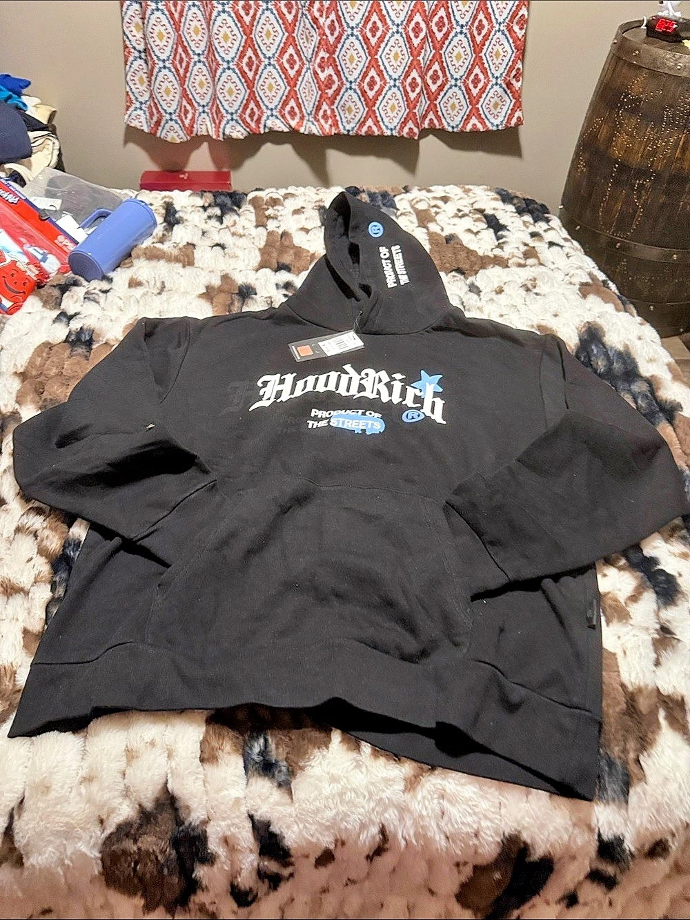 HoodRich Product of the Streets Hoodie Graphic Hoodie Black XL NWT